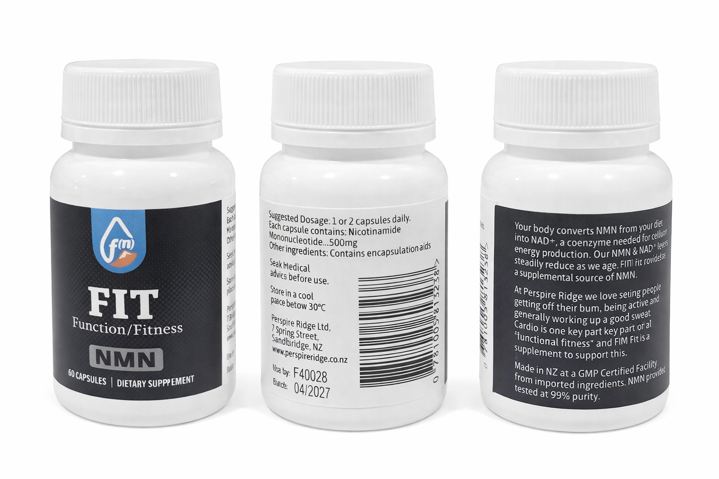 3 Piece Bundle - FIT, 30 Capsules, 500mg NMN - incl freight